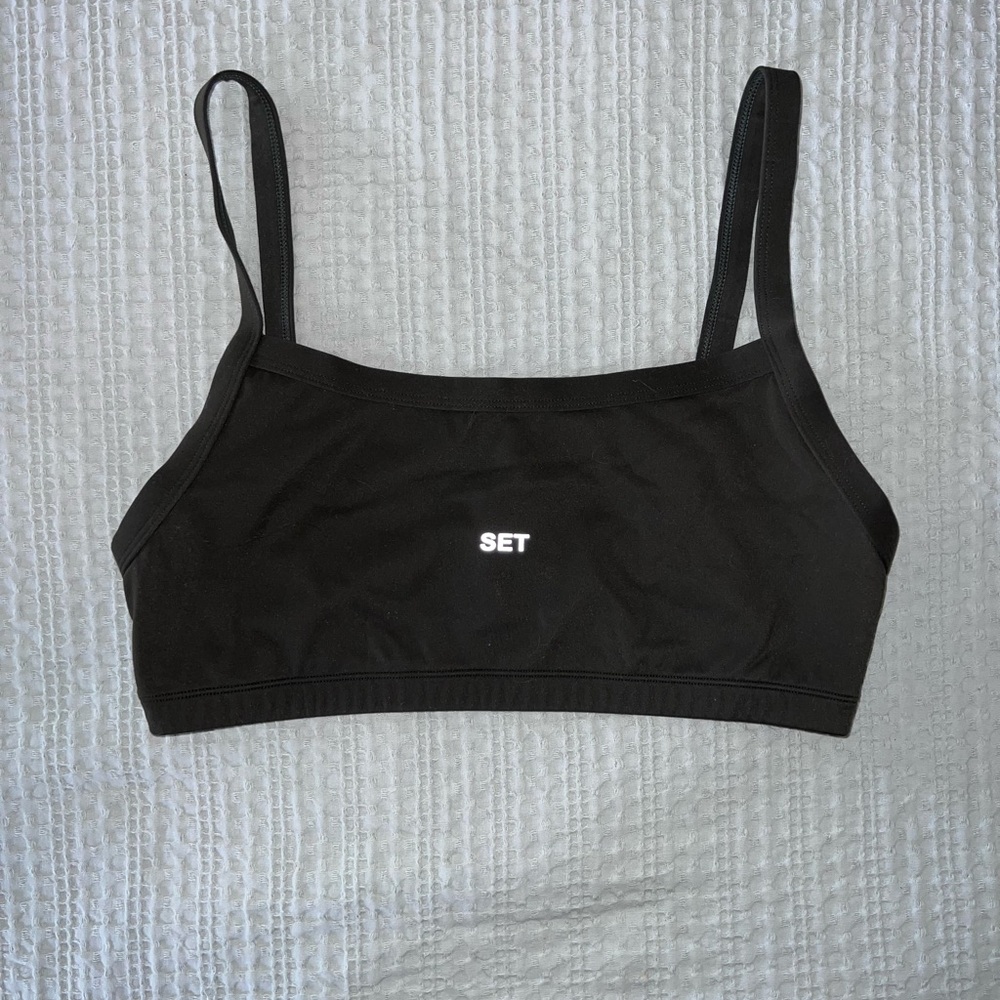 SET Active Black Sports Bra with Thin Straps